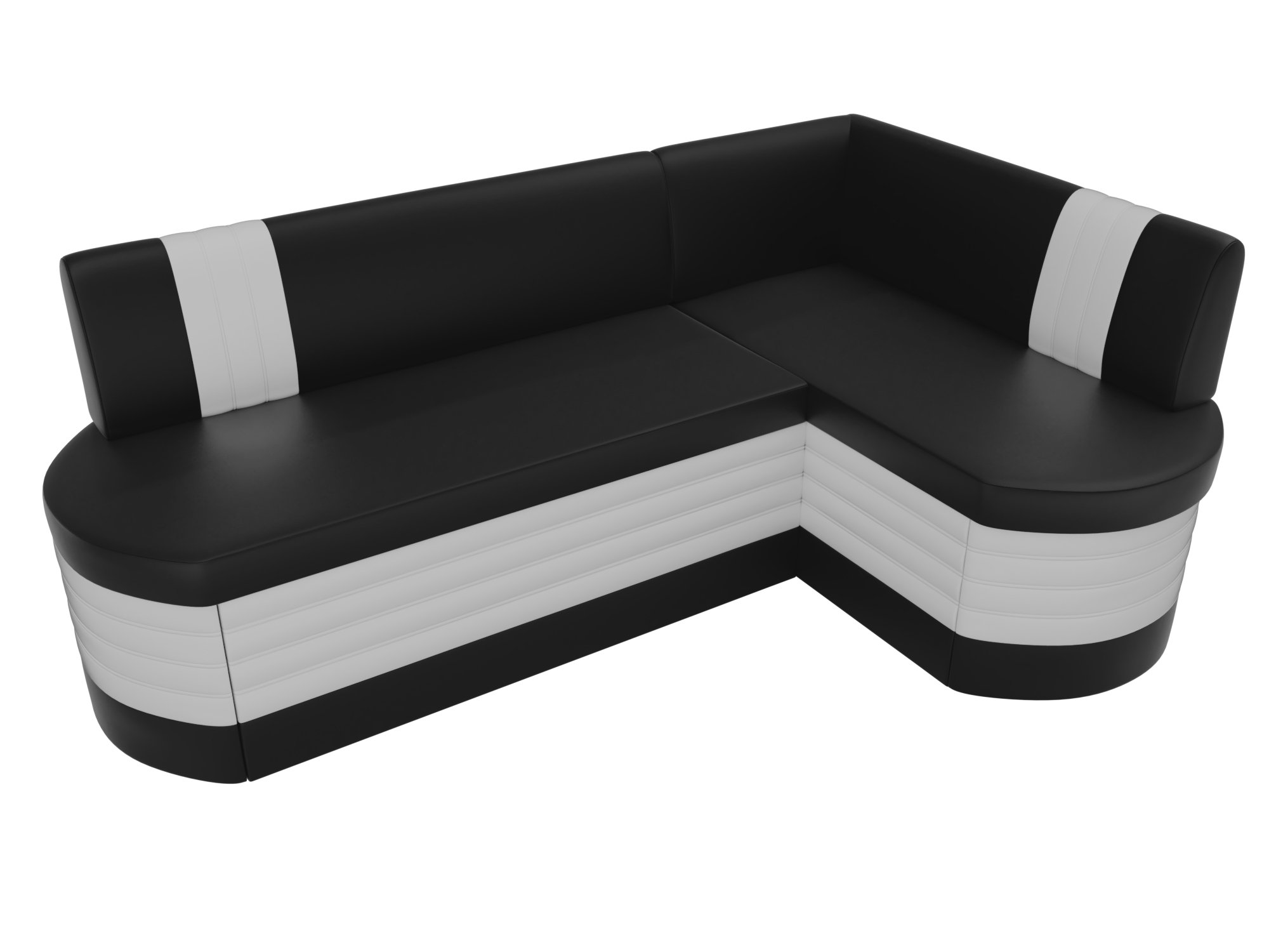 Кухонный угловой диван Токио правый угол (Черный\Белый)