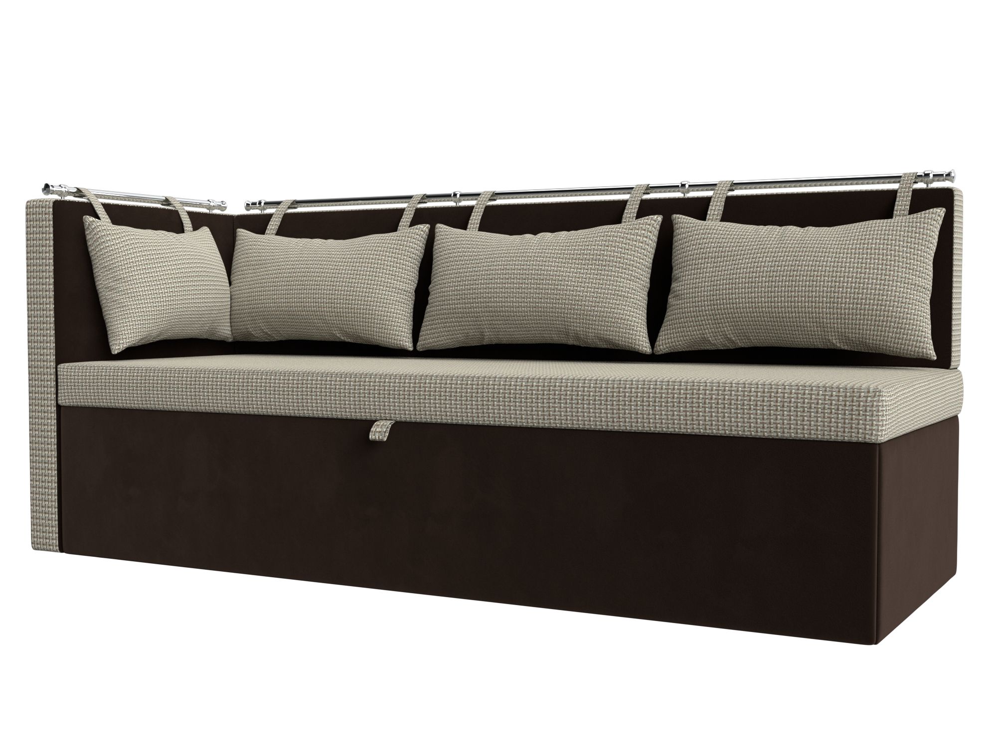 Кухонный диван Метро с углом слева (Корфу 02\коричневый)