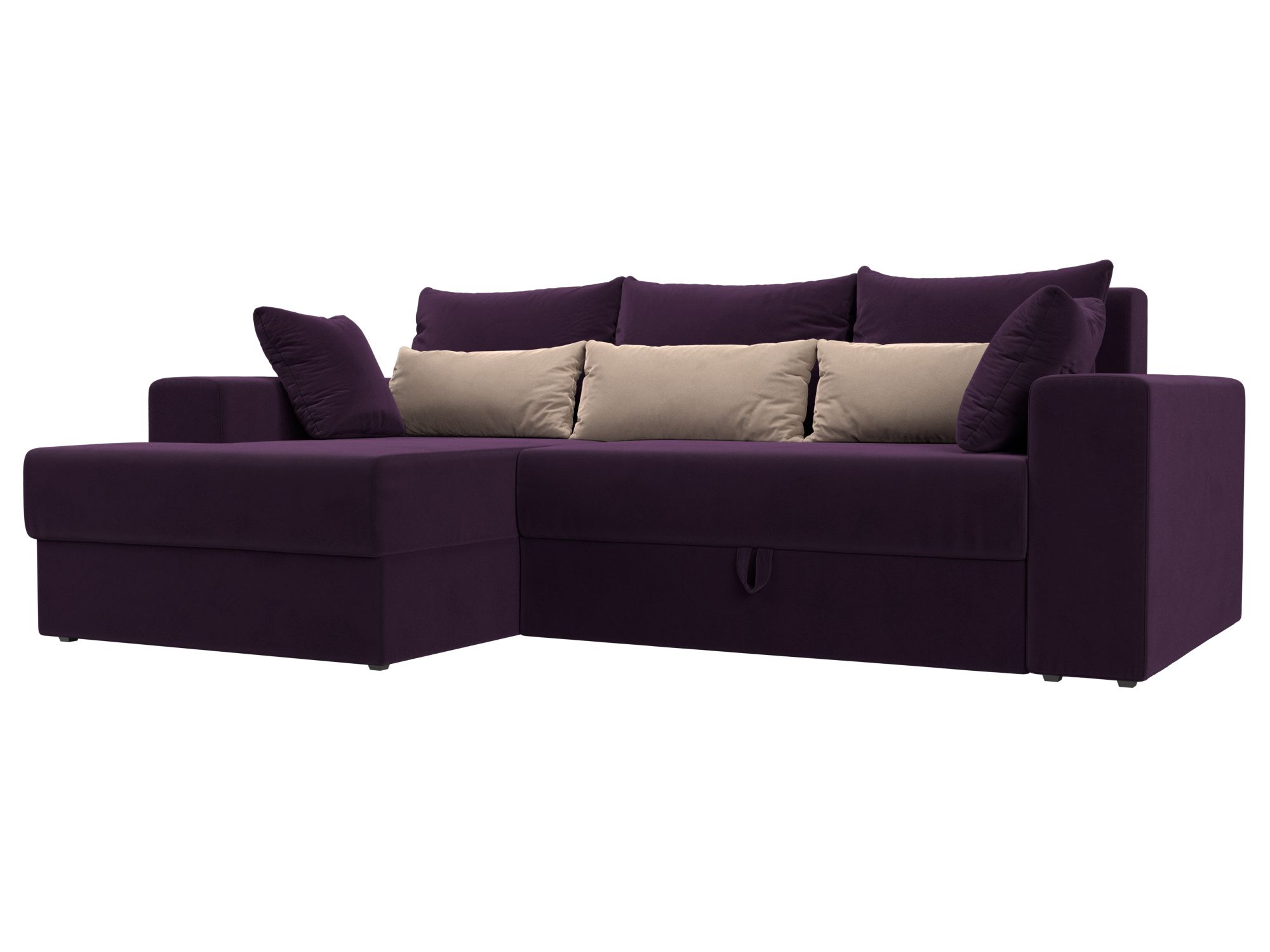 Угловой диван Майами левый угол (Фиолетовый\Фиолетовый\Бежевый)