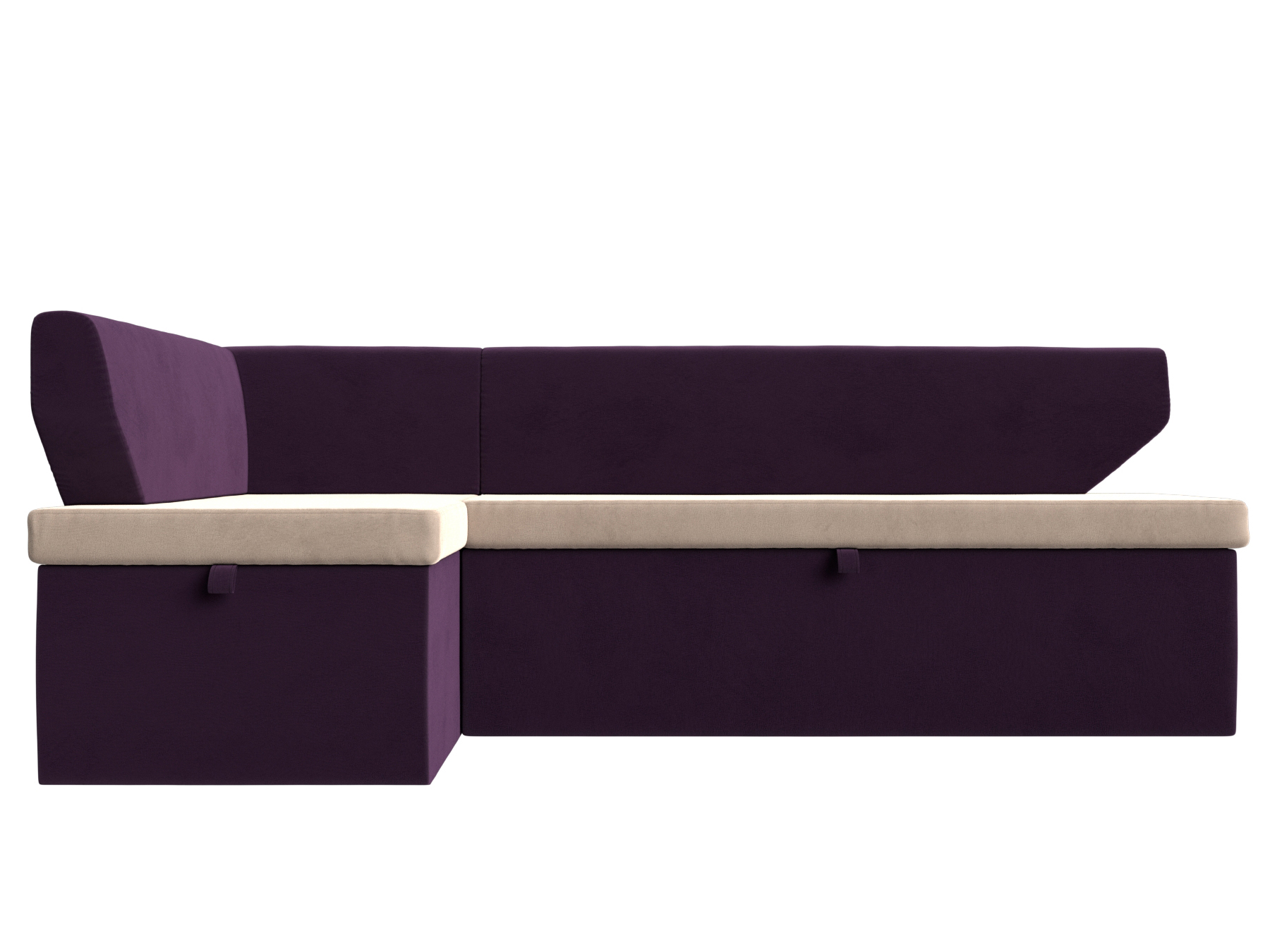 Кухонный угловой диван Омура левый угол (Бежевый\Фиолетовый)