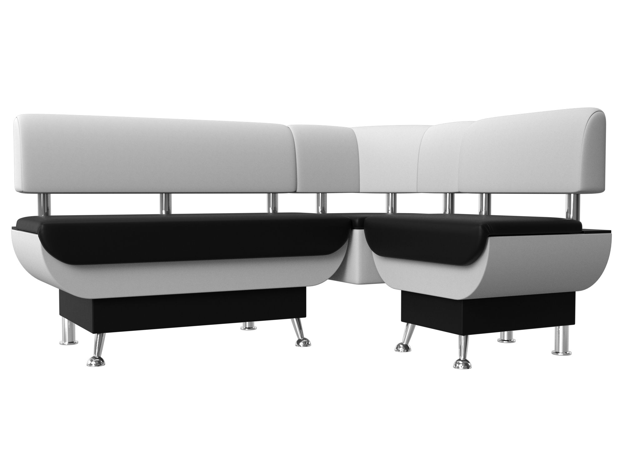 Кухонный угловой диван Альфа правый угол (Черный\Белый)