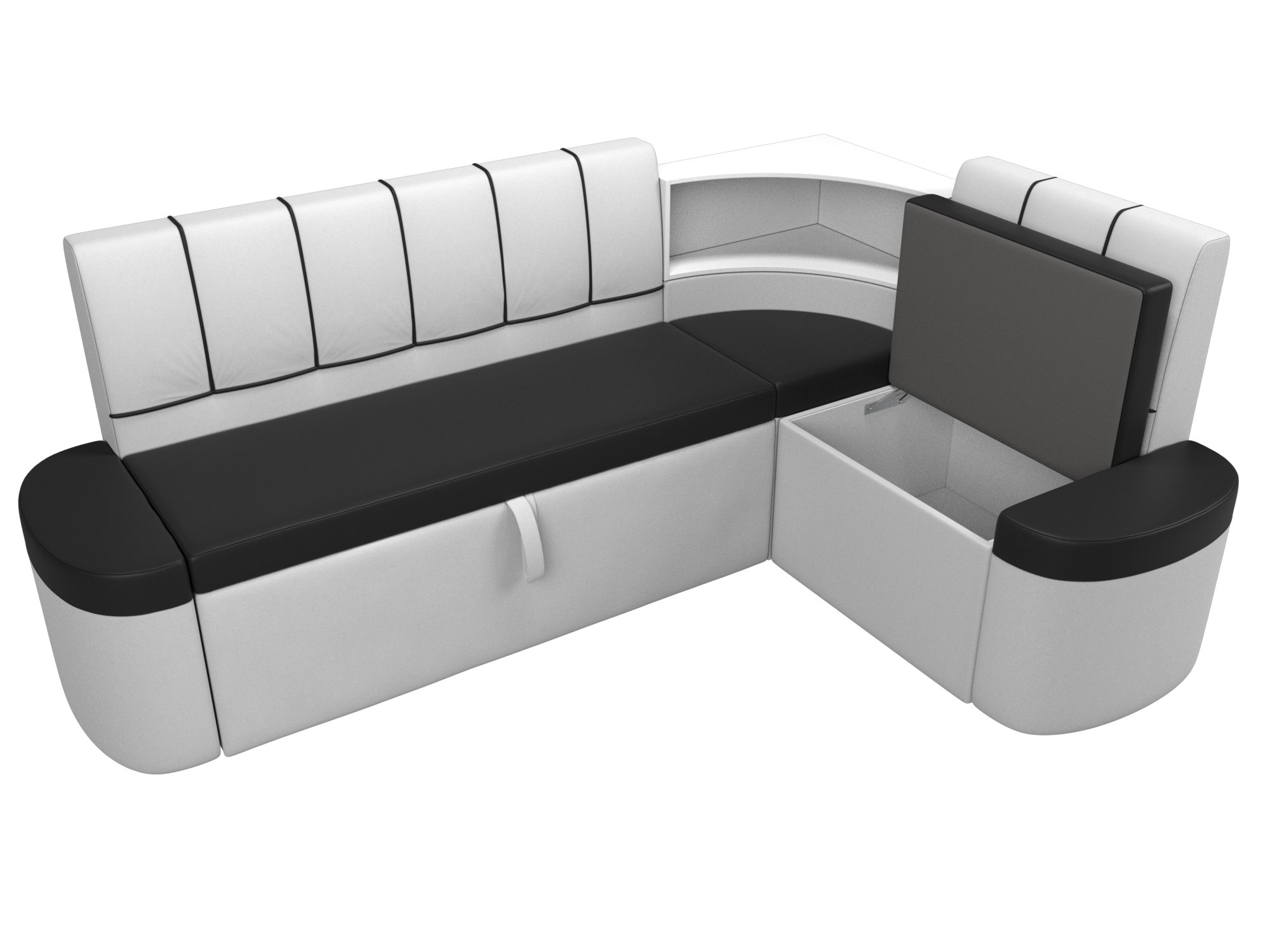 Кухонный угловой диван Тефида правый угол (Черный\Белый)