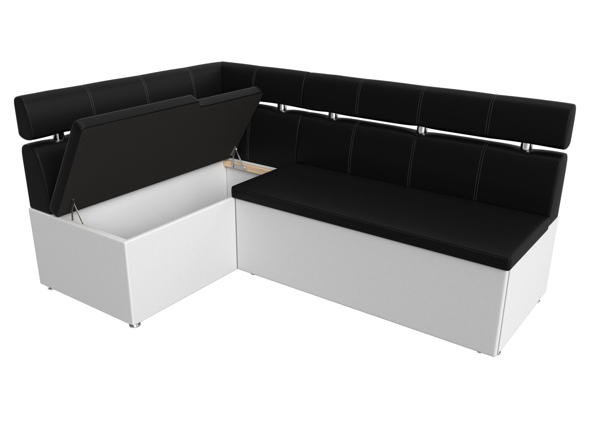 Кухонный угловой диван Классик левый угол (Черный\Белый)
