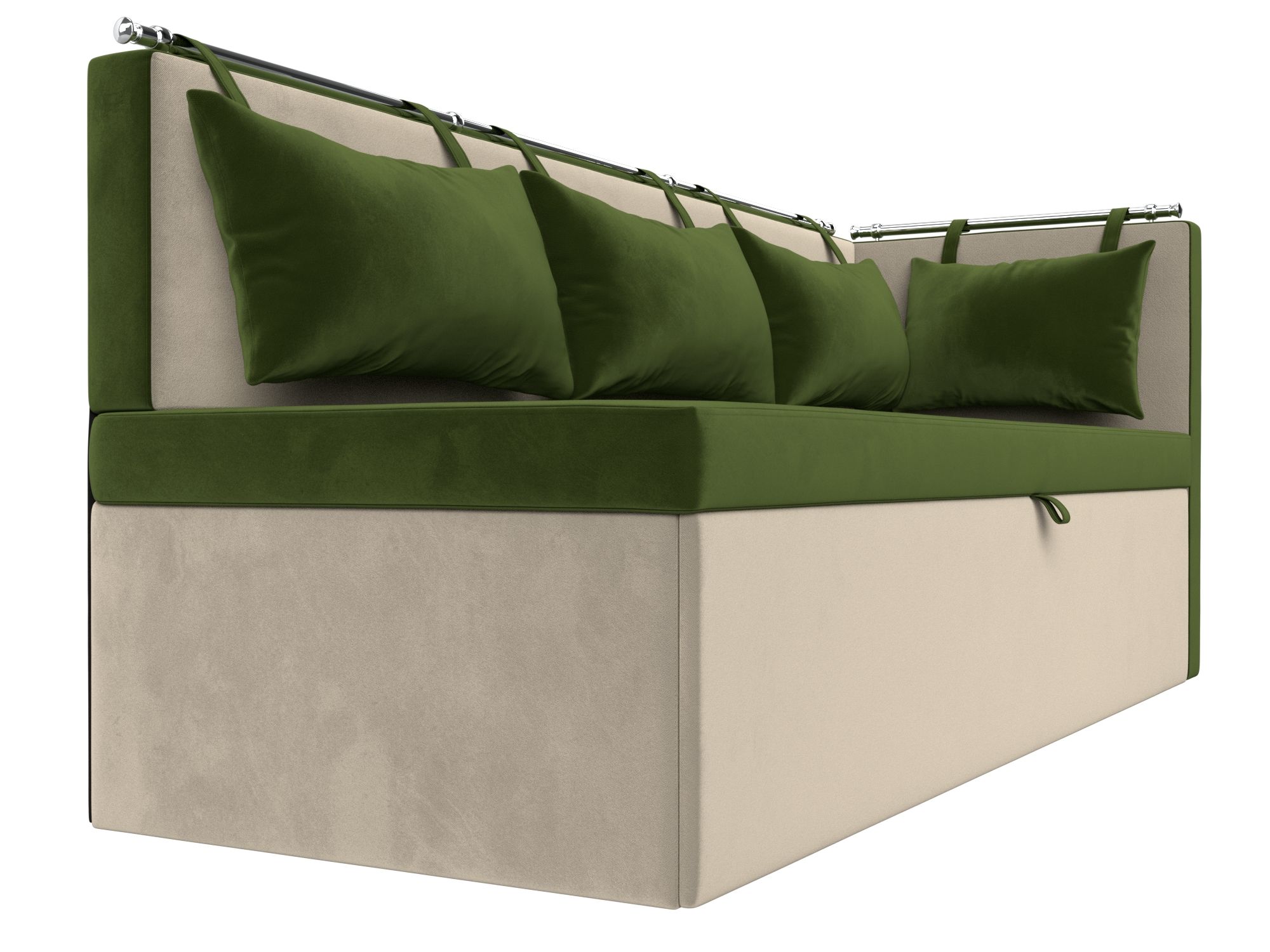 Кухонный диван Метро с углом справа (Зеленый\Бежевый)