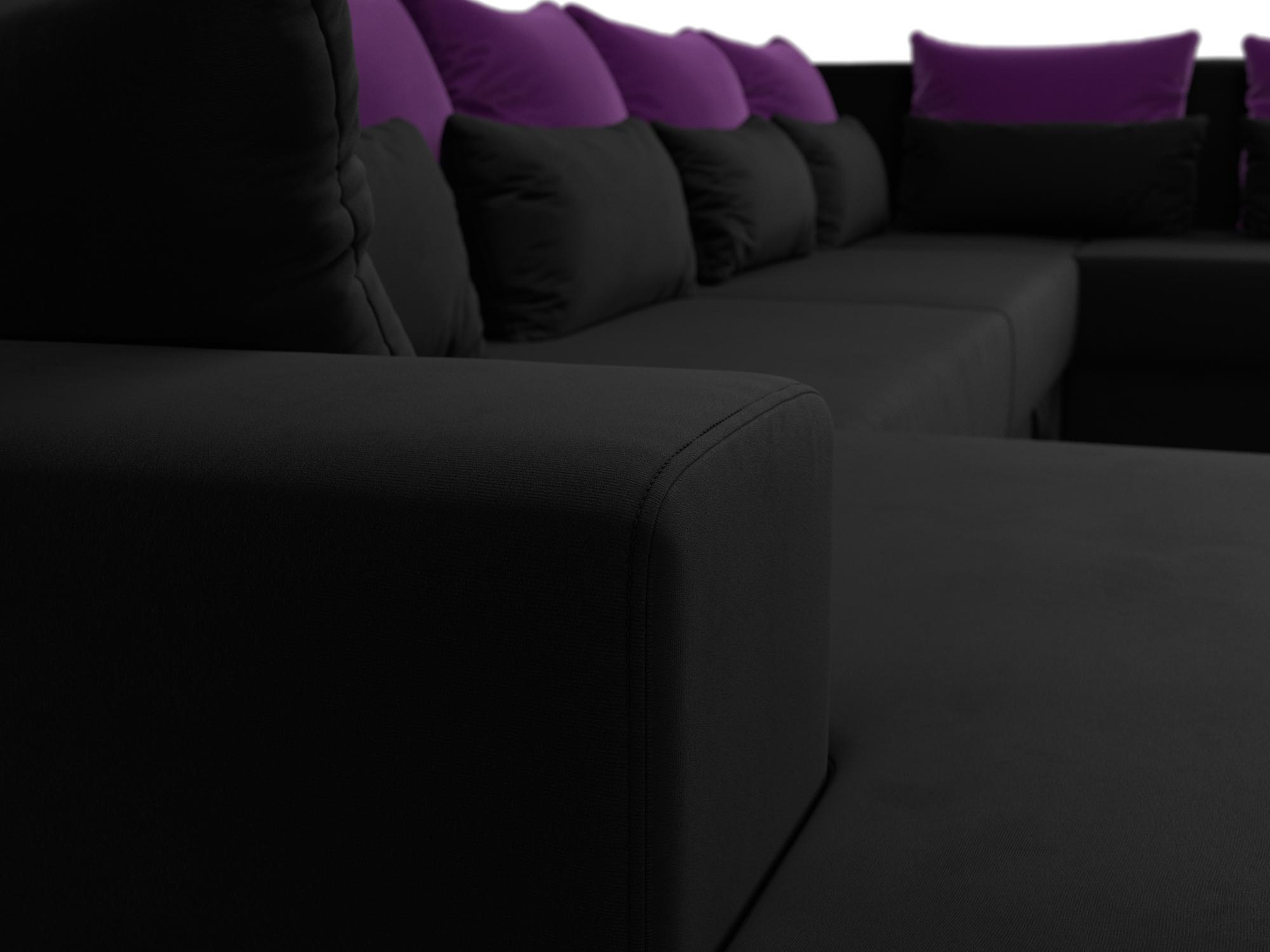 П-образный диван Майами левый угол (Черный\Фиолетовый\Черный)