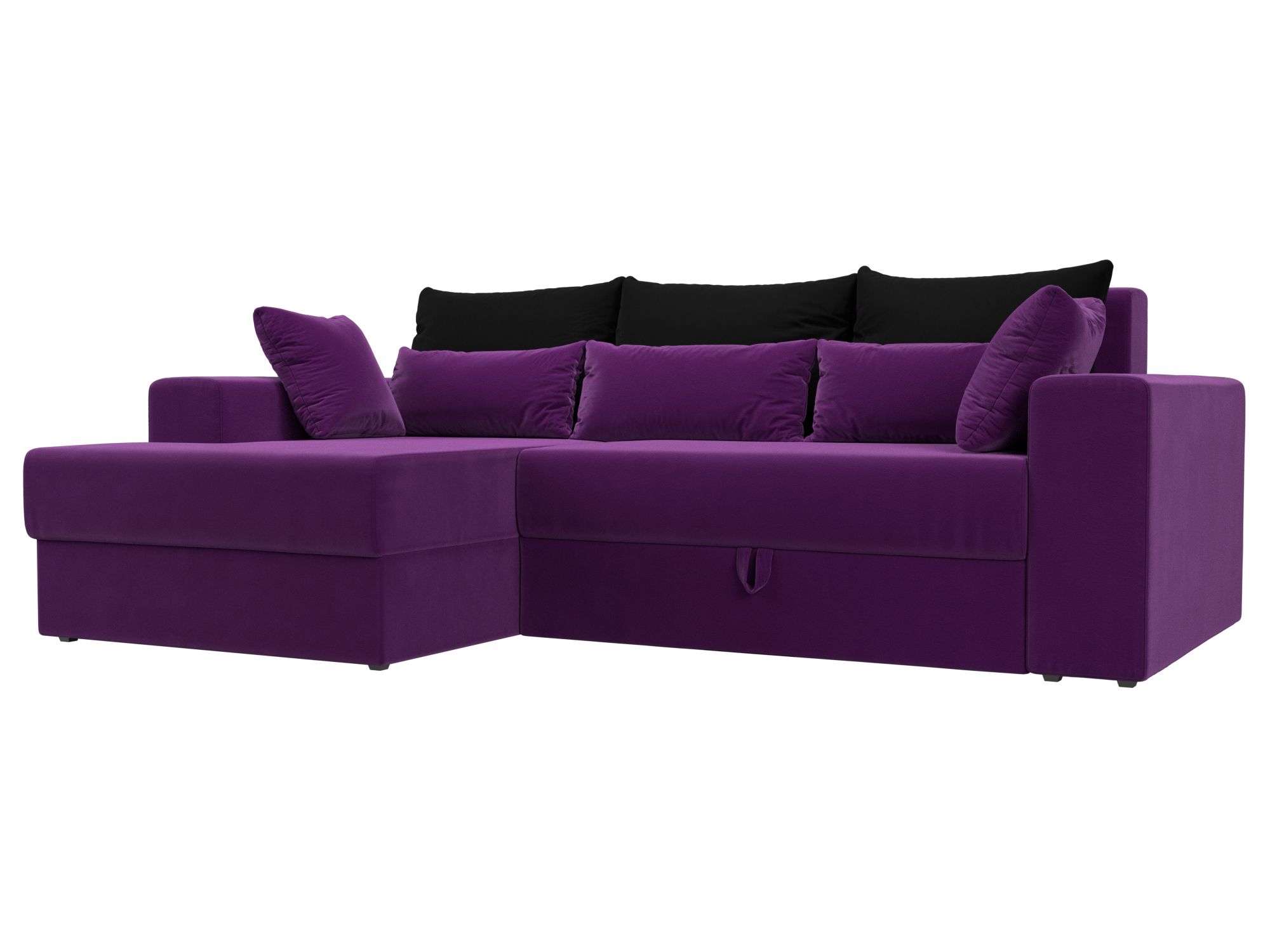Угловой диван Майами левый угол (Фиолетовый\Черный\Фиолетовый)