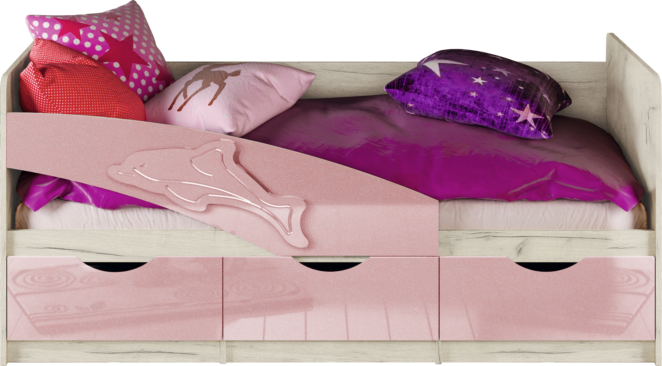 Кровать Дельфин 1,8 МДФ розовый