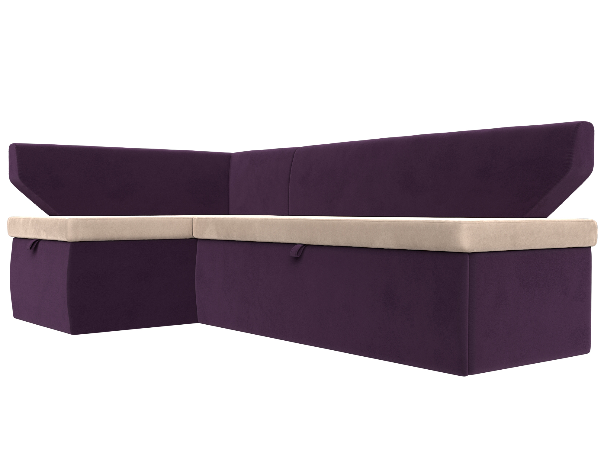 Кухонный угловой диван Омура левый угол (Бежевый\Фиолетовый)
