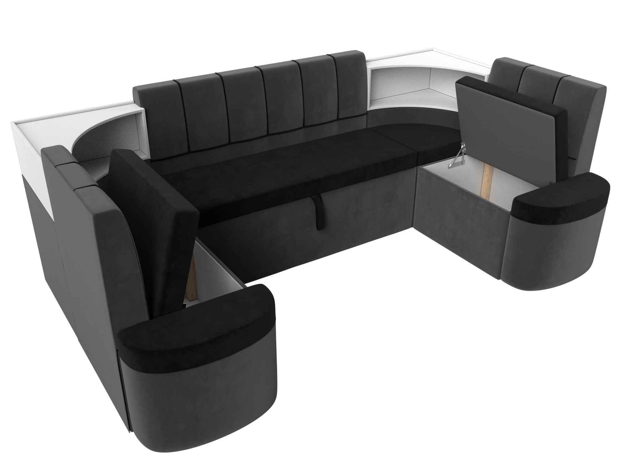 П-образный диван Тефида (черный\серый)