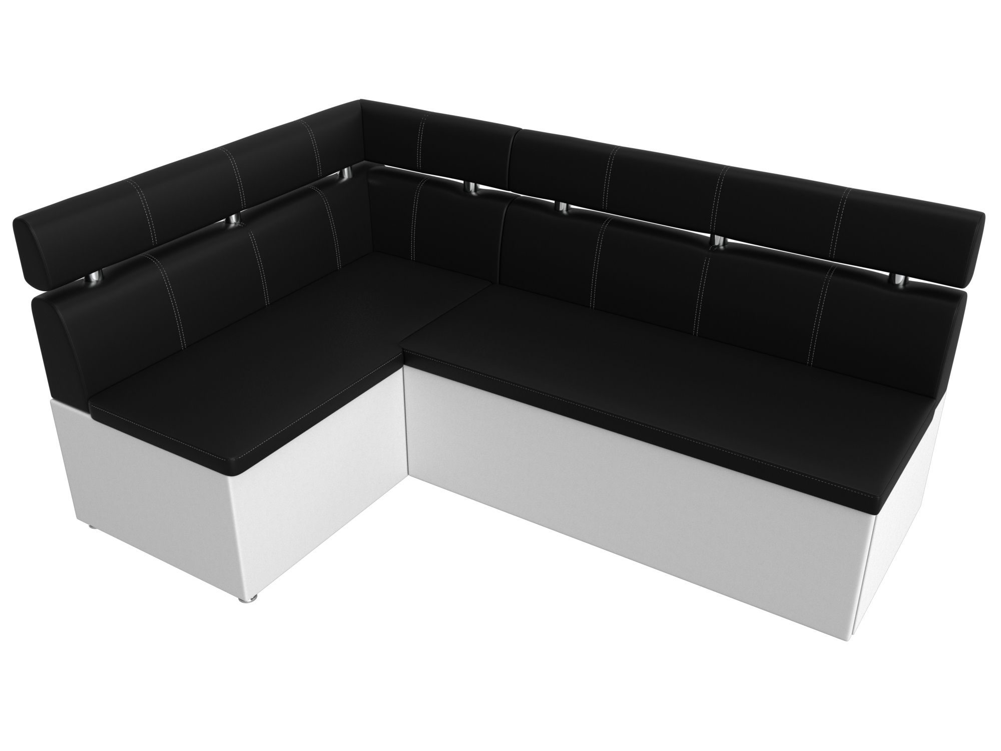 Кухонный угловой диван Классик левый угол (Черный\Белый)