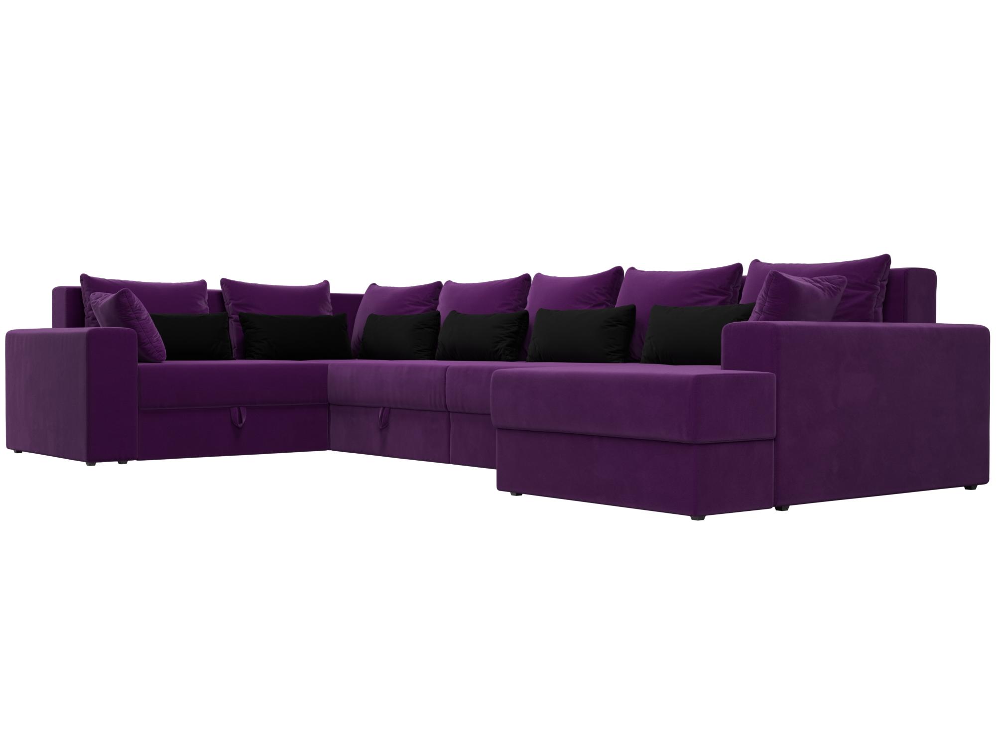 П-образный диван Майами правый угол (Фиолетовый\Фиолетовый\Черный)