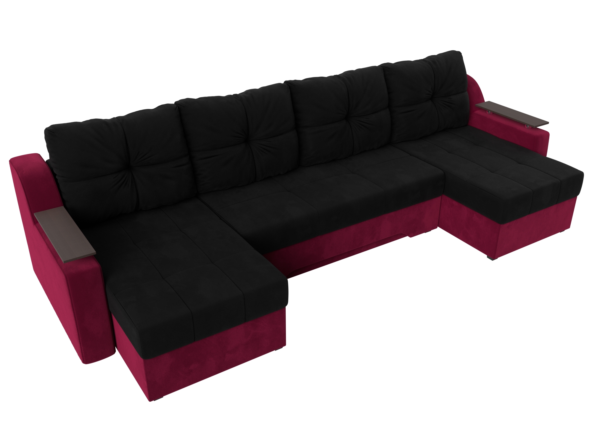 П-образный диван Сенатор (Черный\Бордовый)
