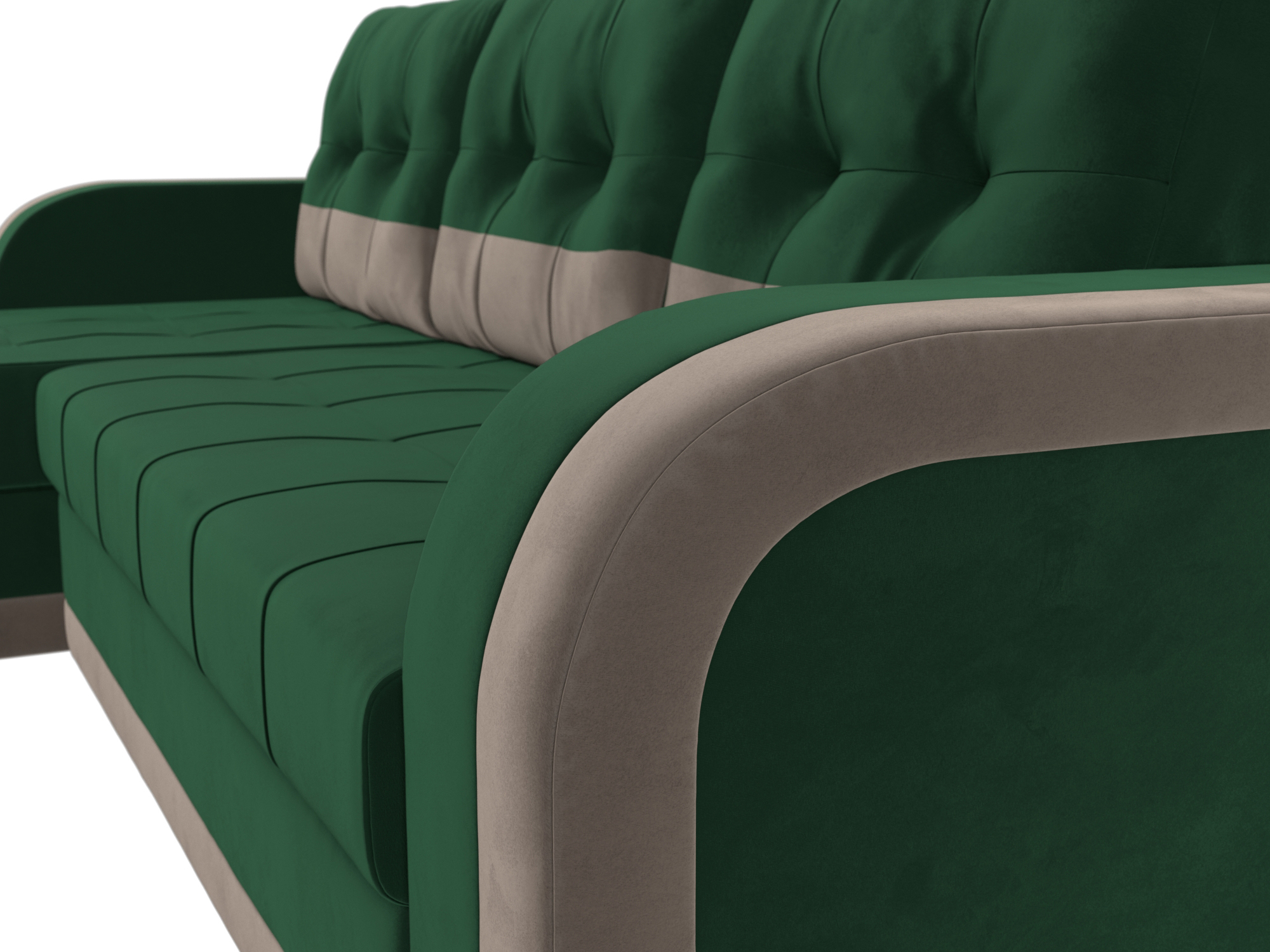 Угловой диван Марсель левый угол (Зеленый\Коричневый)