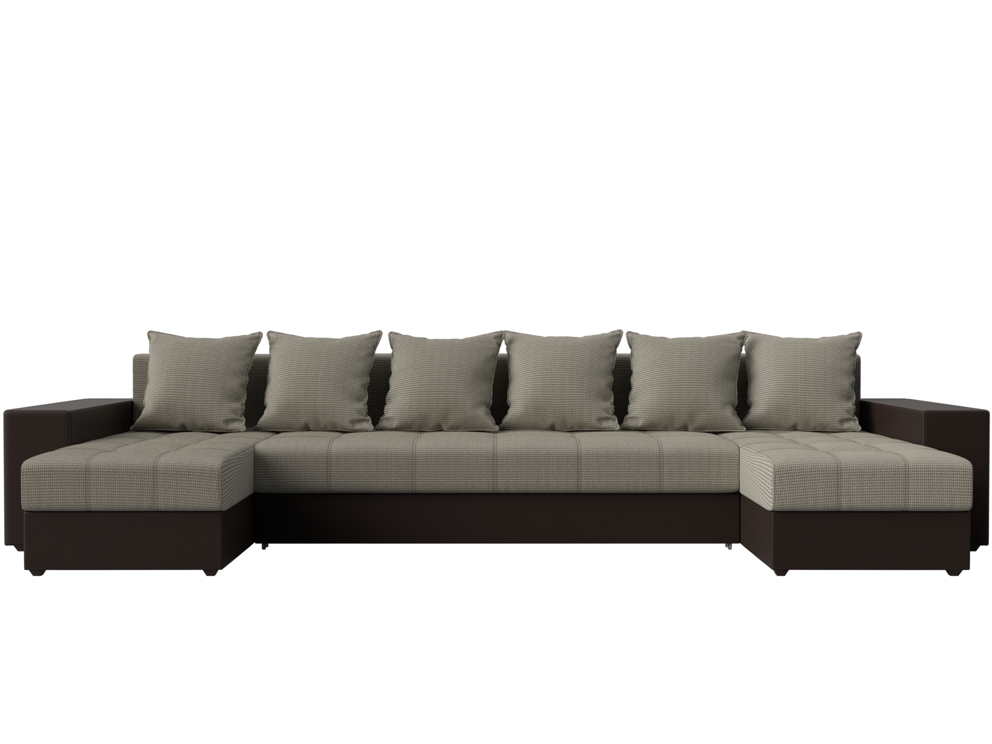 П-образный диван Дубай полки слева (Корфу 02\коричневый)