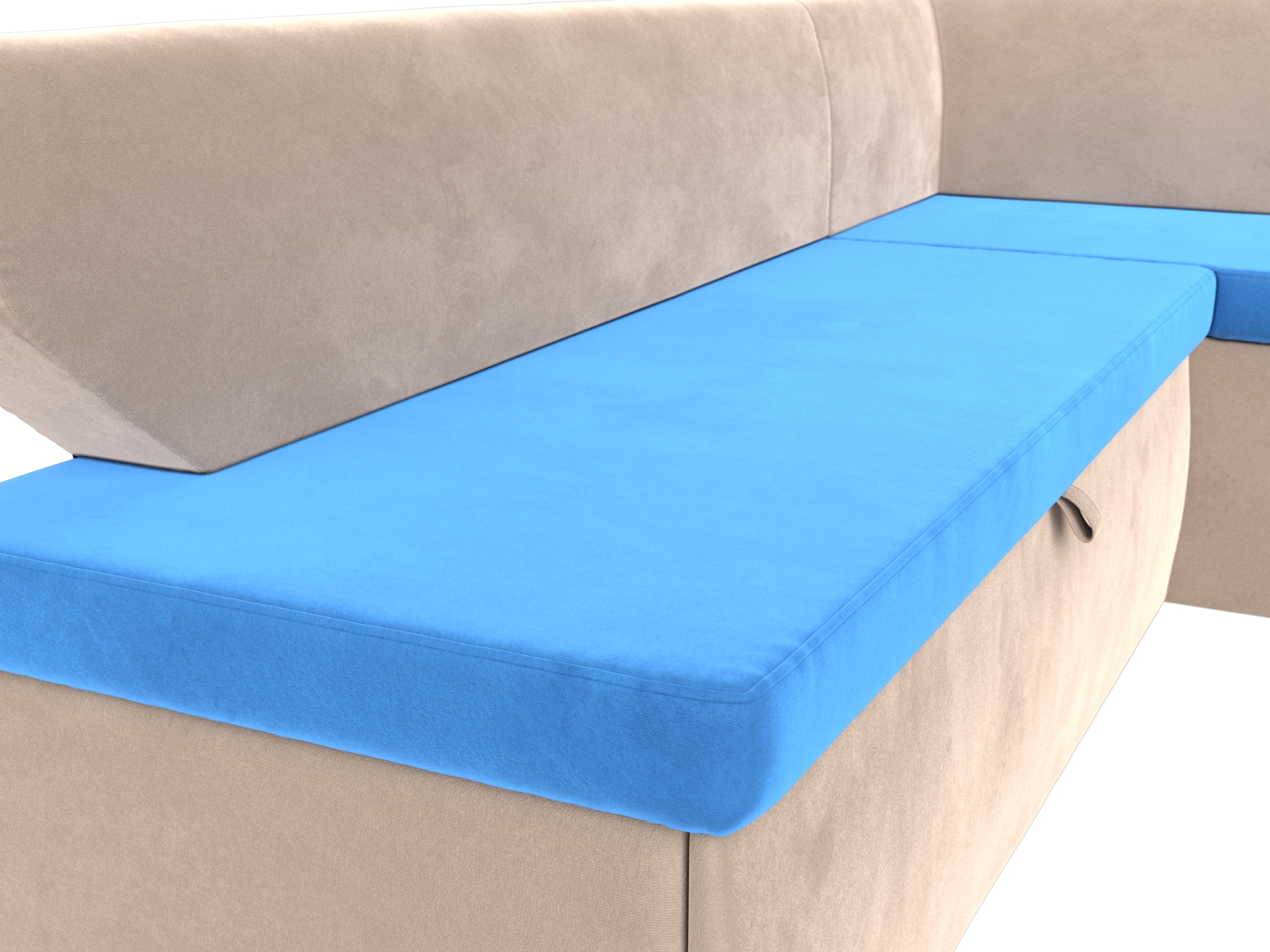 Кухонный угловой диван Омура правый угол (голубой\бежевый)