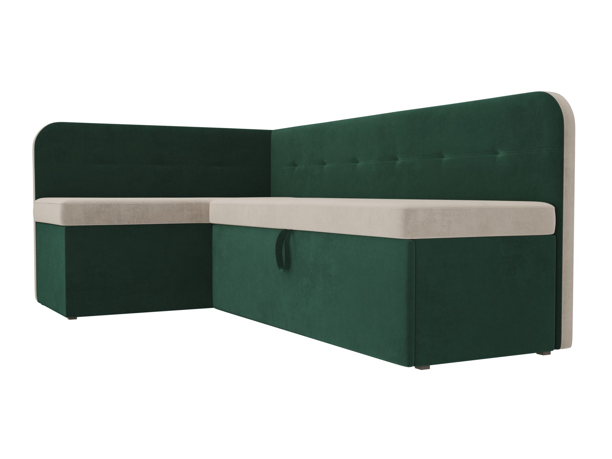 Кухонный угловой диван Форест левый угол (Бежевый\Зеленый)