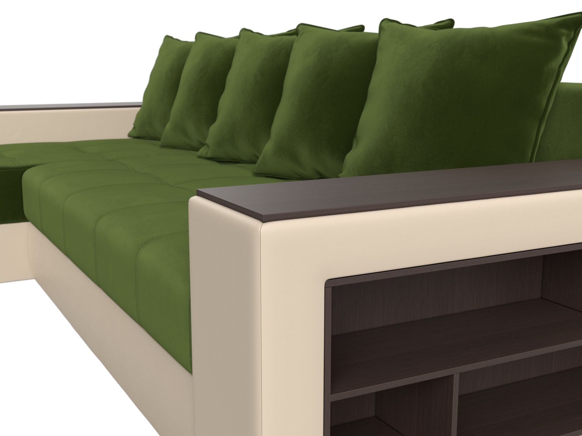 Угловой диван Дубай левый угол (Зеленый\Бежевый)