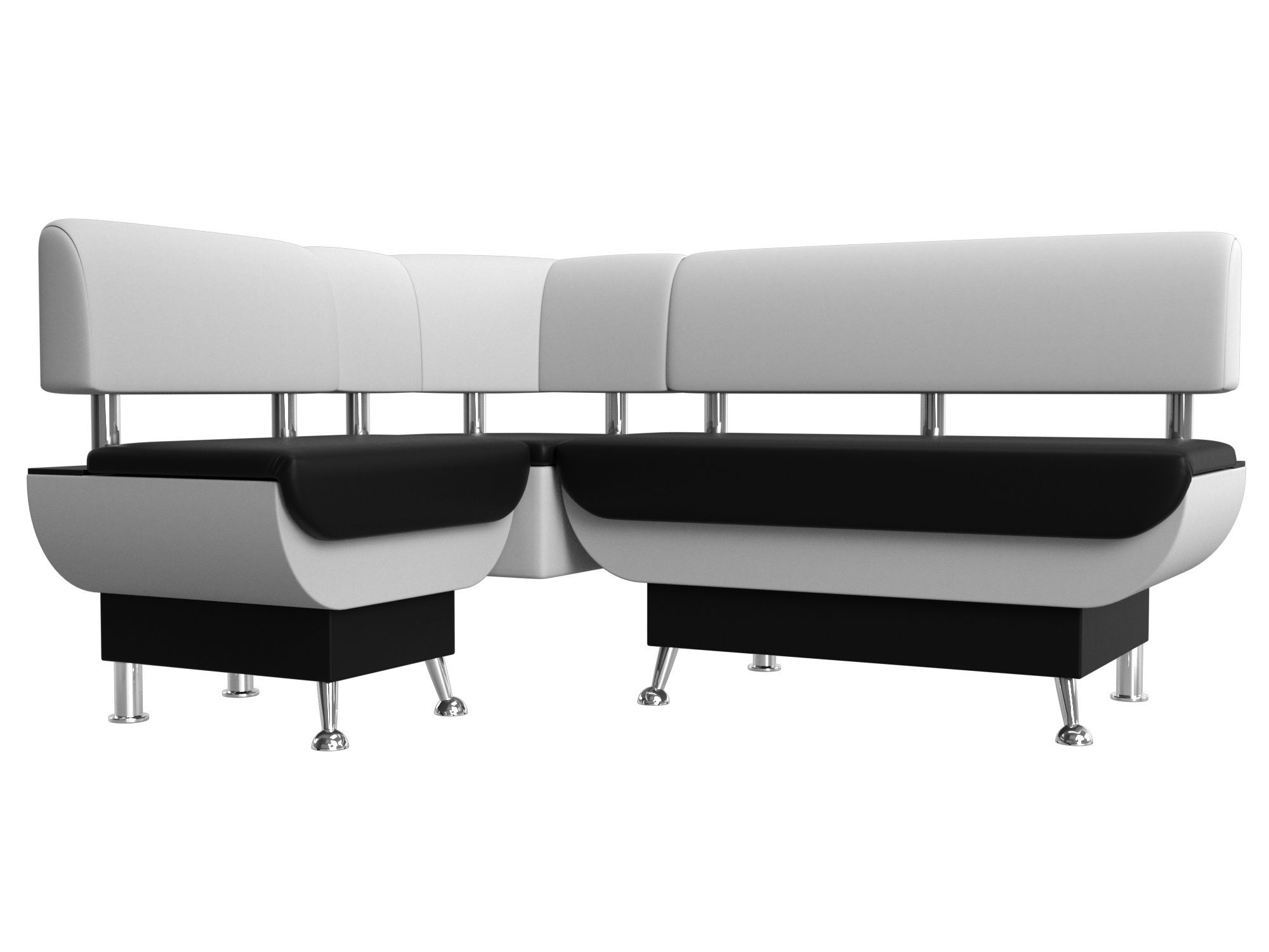 Кухонный угловой диван Альфа левый угол (Черный\Белый)