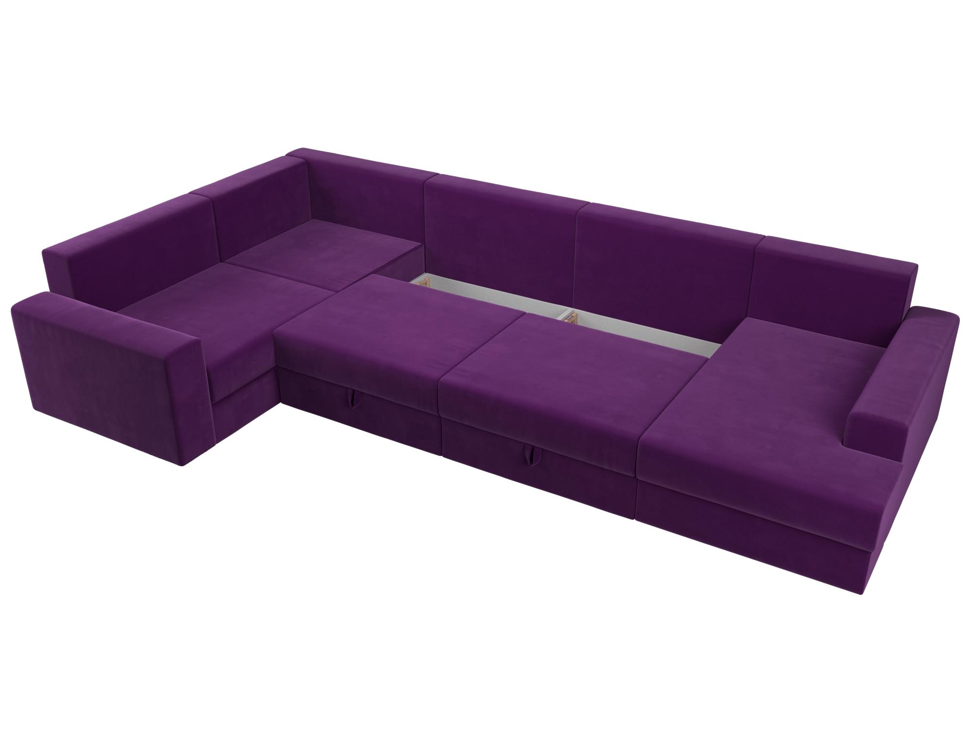 П-образный диван Майами правый угол (Фиолетовый\Фиолетовый\Черный)