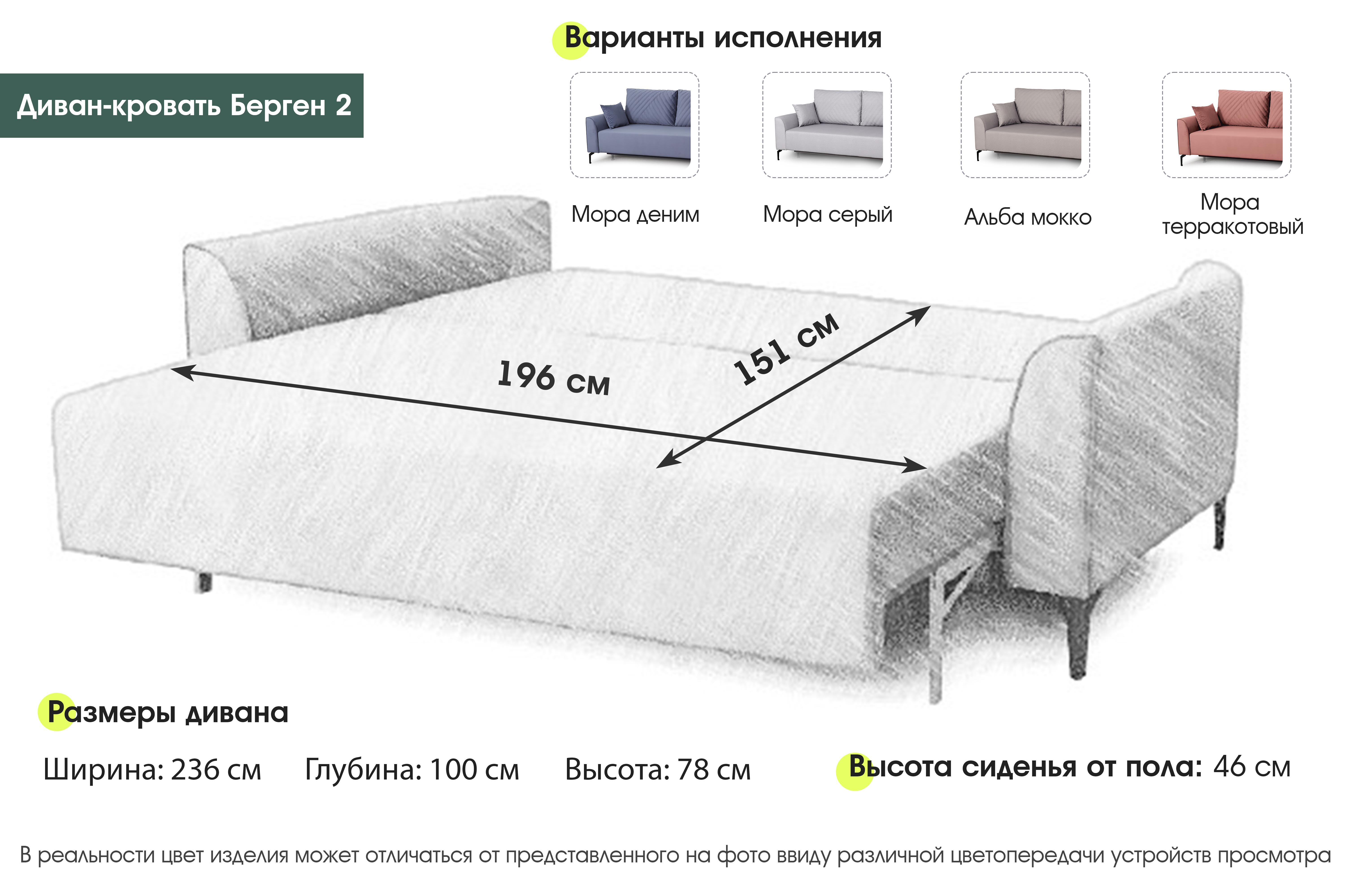 Диван-кровать Берген-2 Стандарт вариант 4