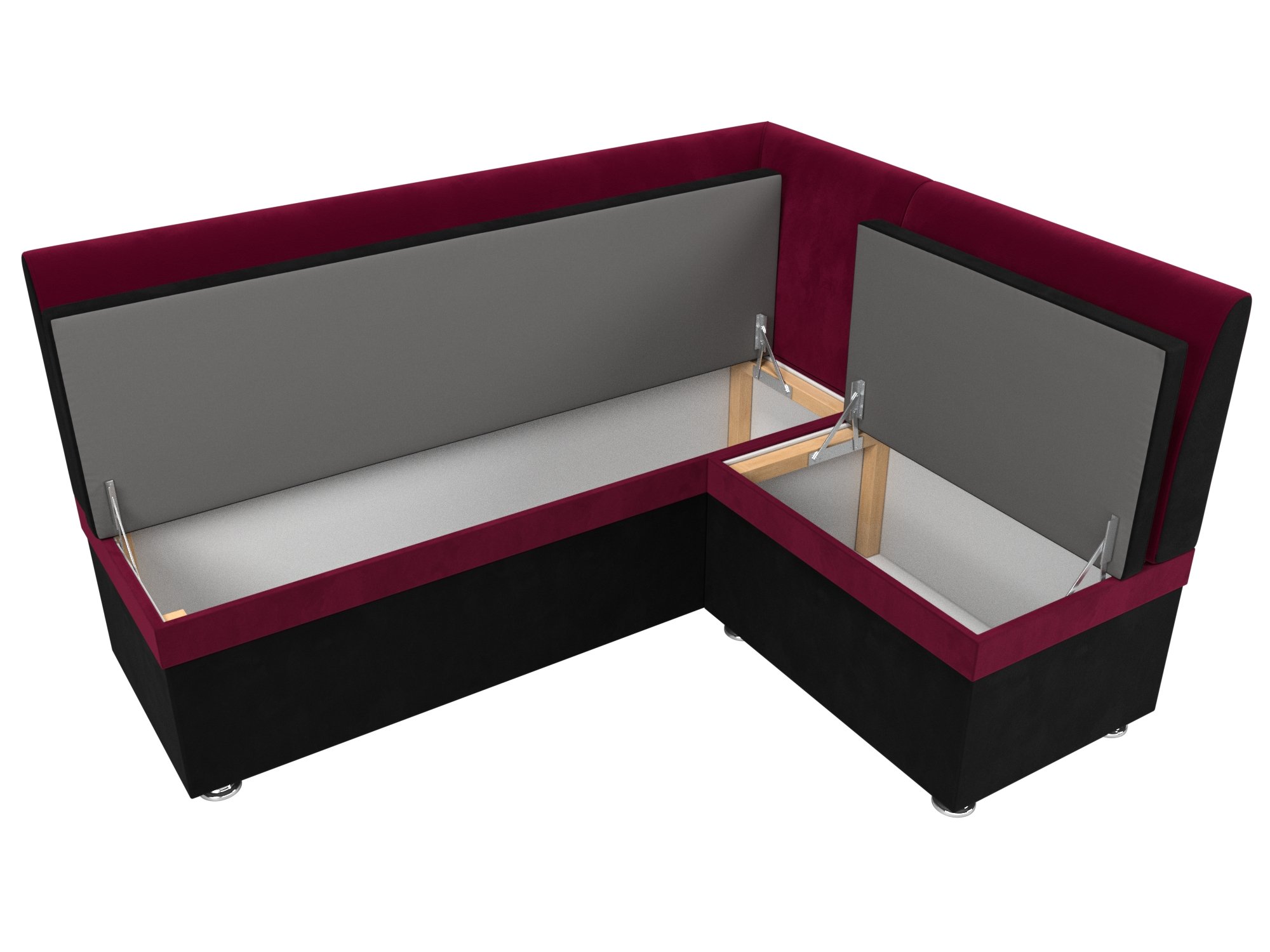 Кухонный угловой диван Уют правый угол (Черный\Бордовый)