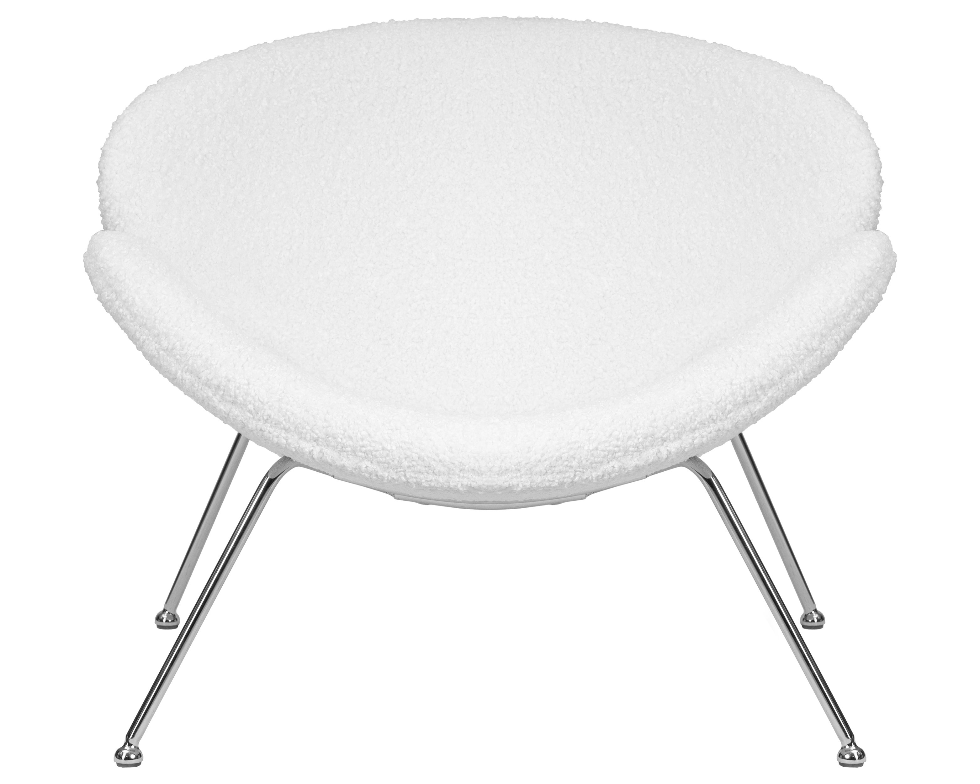 Кресло дизайнерское DOBRIN EMILY (белый (букле) ткань , хромированная сталь)