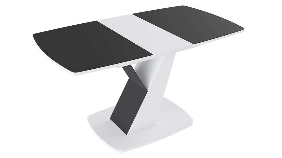 Стол обеденный Гарда Тип 1 Белый, Стекло матовое черный графит