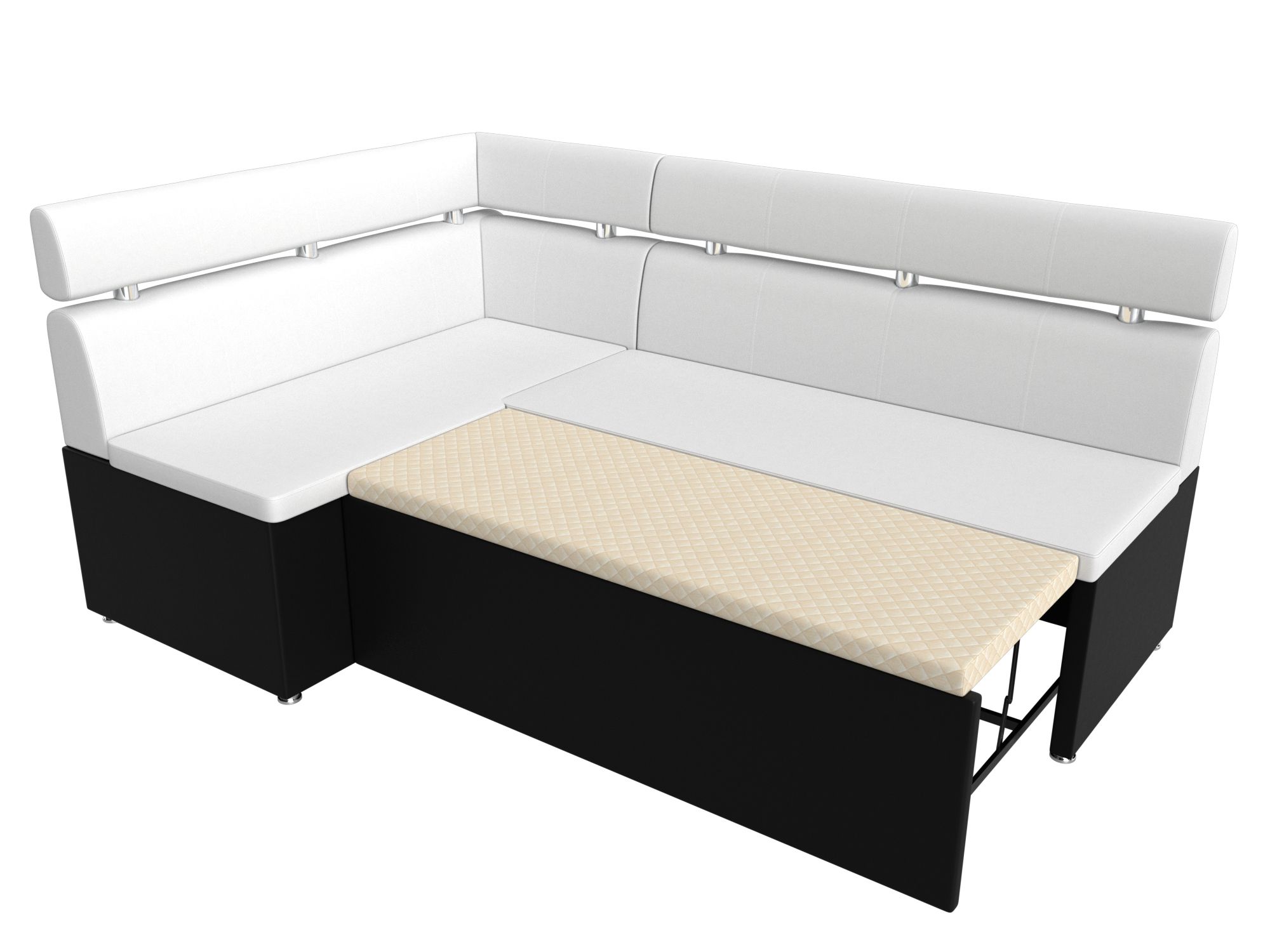 Кухонный угловой диван Классик левый угол (Белый\Черный)