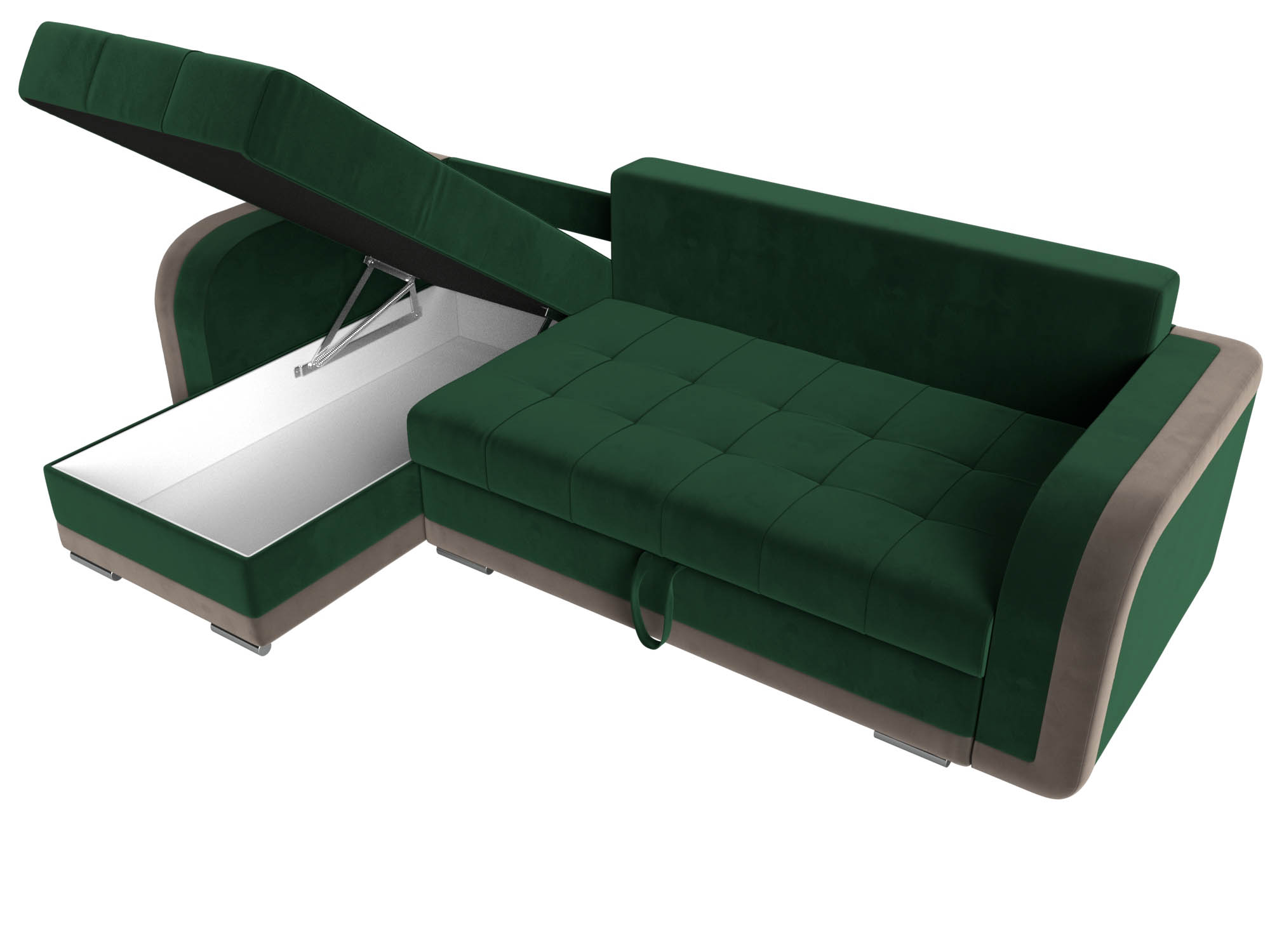 Угловой диван Марсель левый угол (Зеленый\Коричневый)