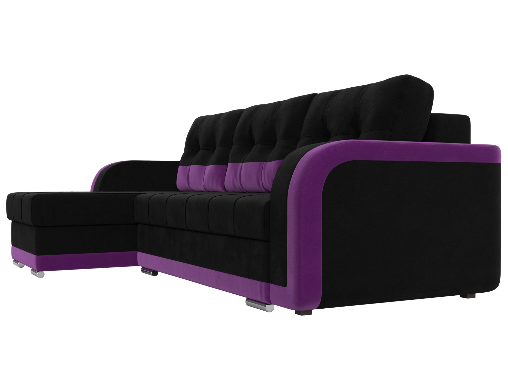 Угловой диван Марсель левый угол (Черный\Фиолетовый)