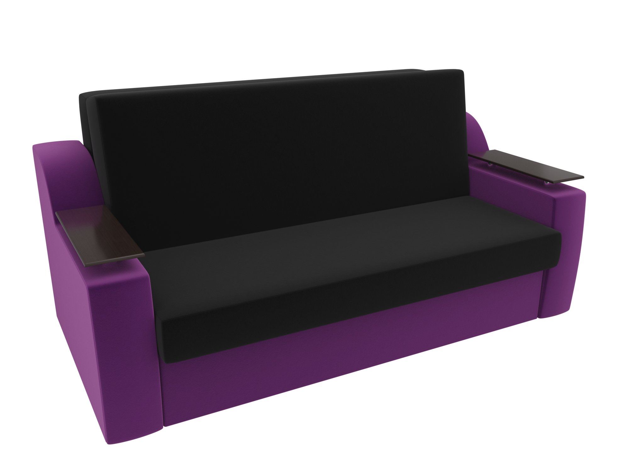 Прямой диван аккордеон Сенатор 140 (Черный\Фиолетовый)