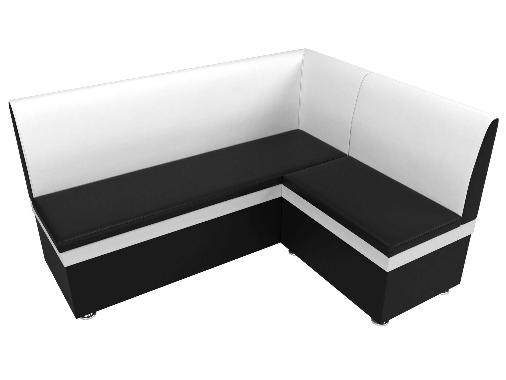 Кухонный угловой диван Уют правый угол (Черный\Белый)