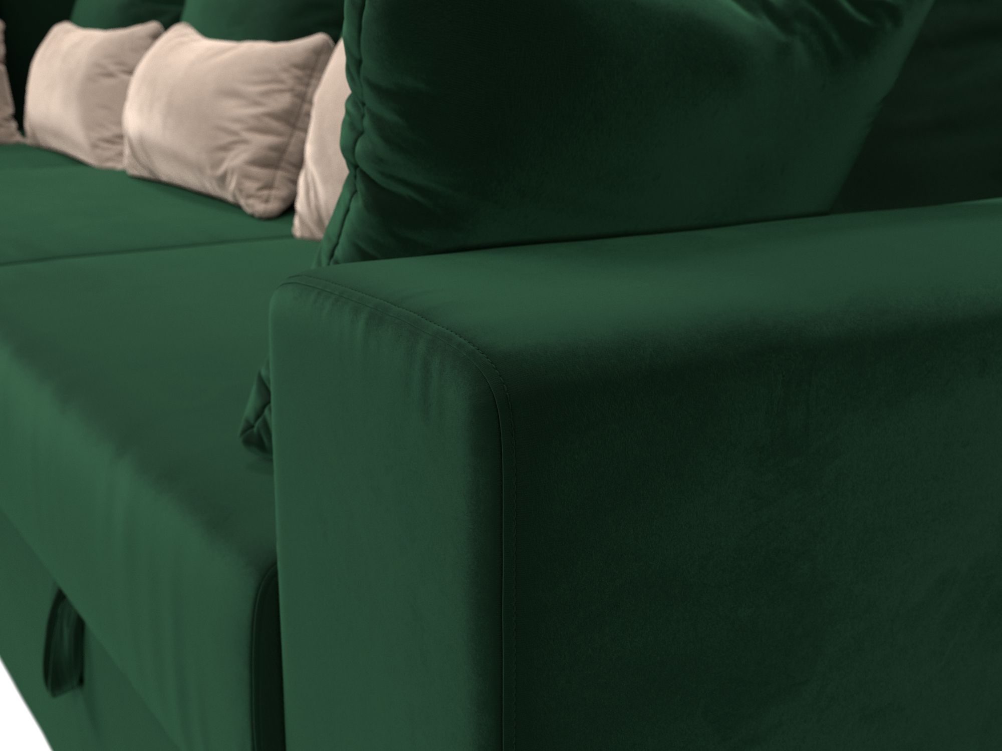 Угловой диван Майами Long левый угол (Зеленый\Зеленый\Бежевый)