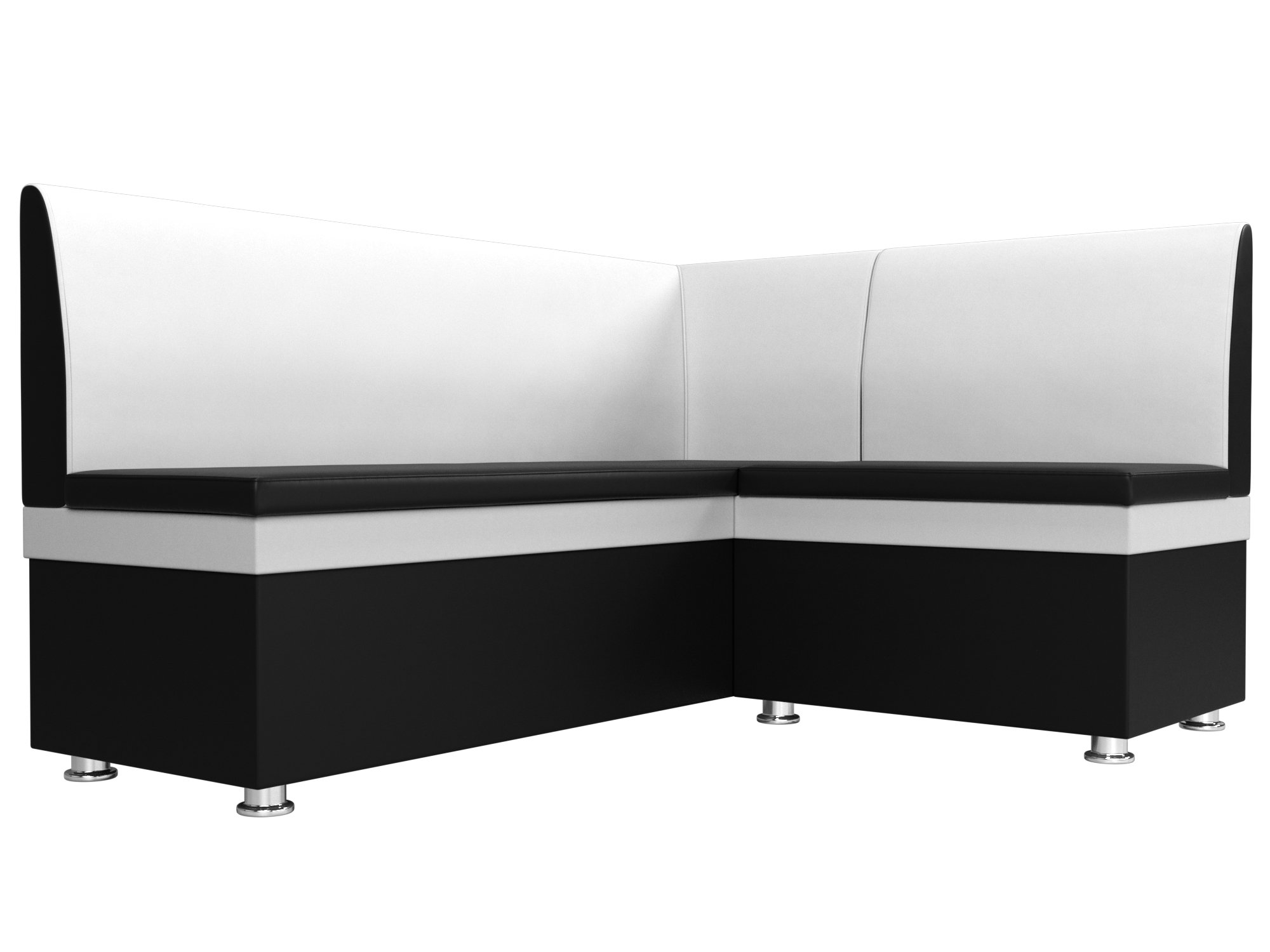 Кухонный угловой диван Уют правый угол (Черный\Белый)