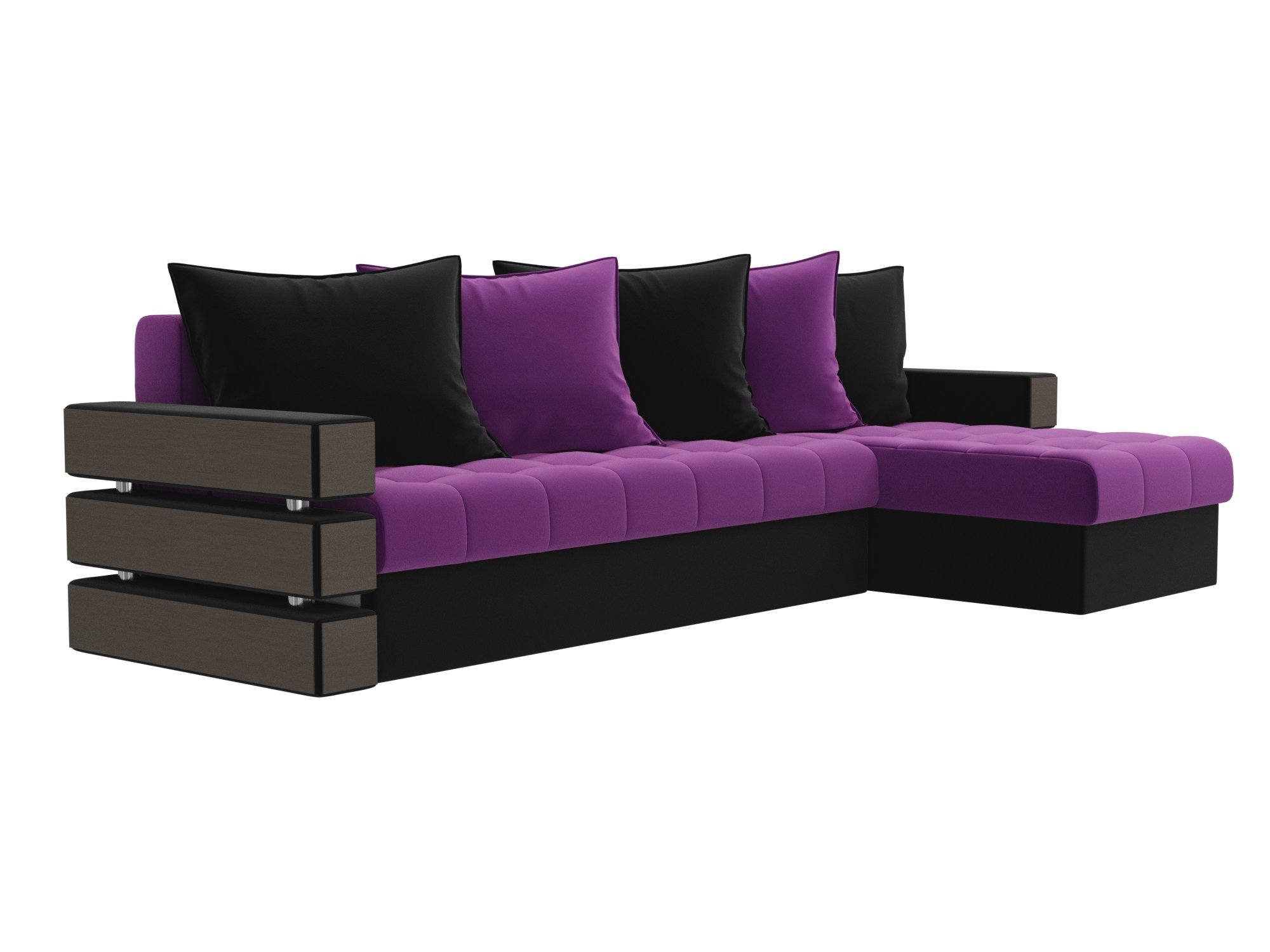 Угловой диван Венеция правый угол (Фиолетовый\Черный)