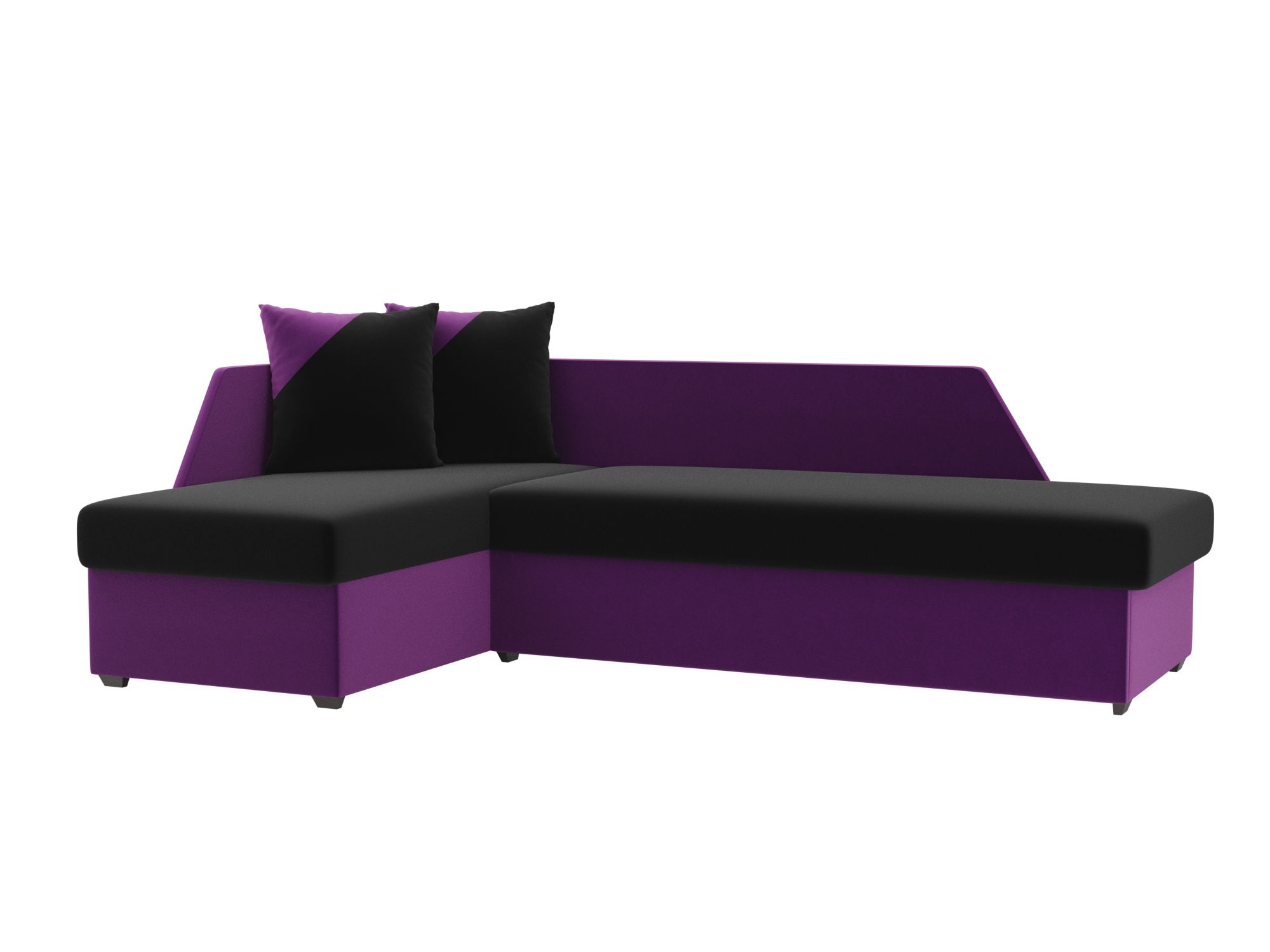 Угловой диван Андора левый угол (Черный\Фиолетовый)