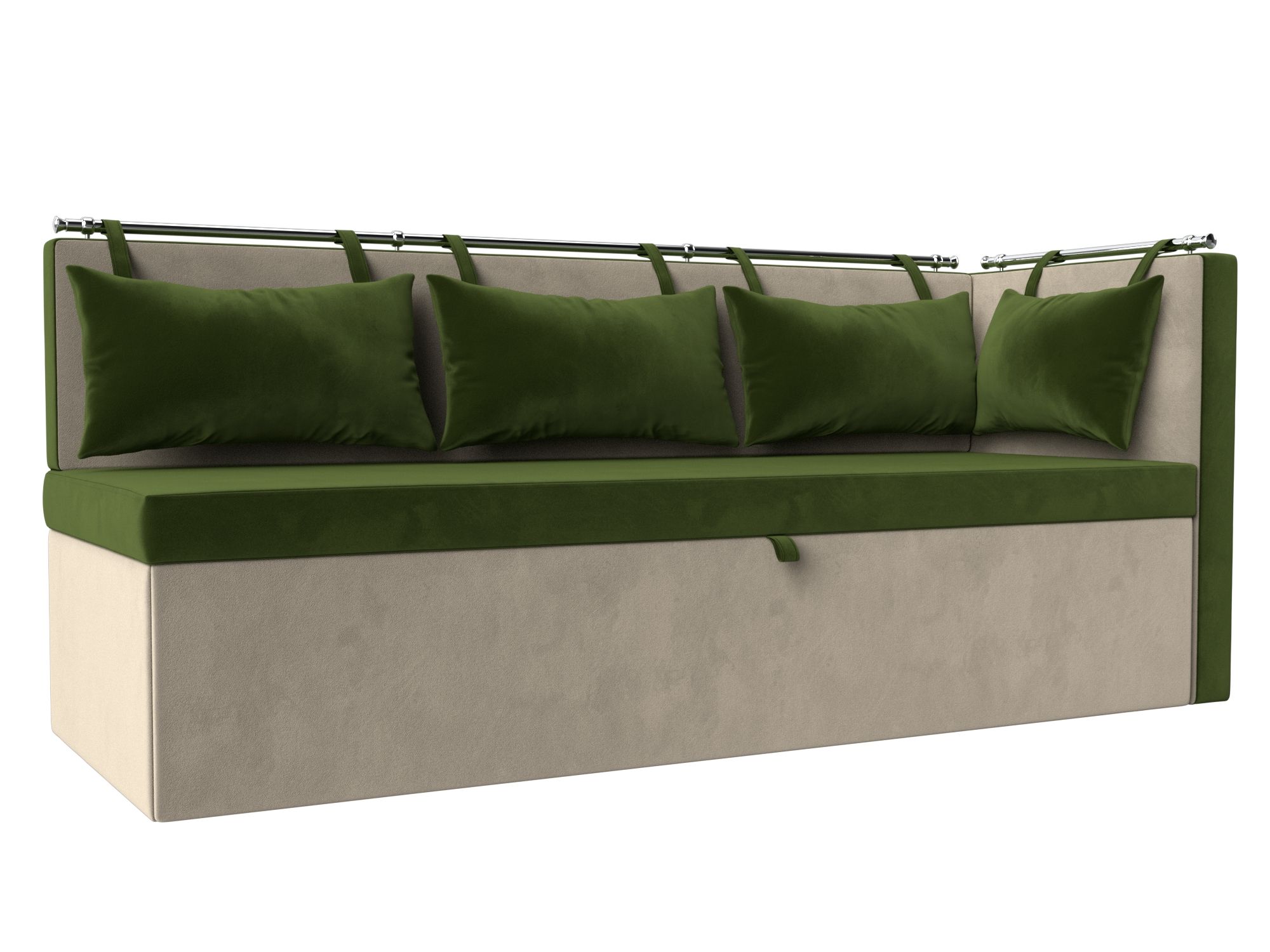 Кухонный диван Метро с углом справа (Зеленый\Бежевый)