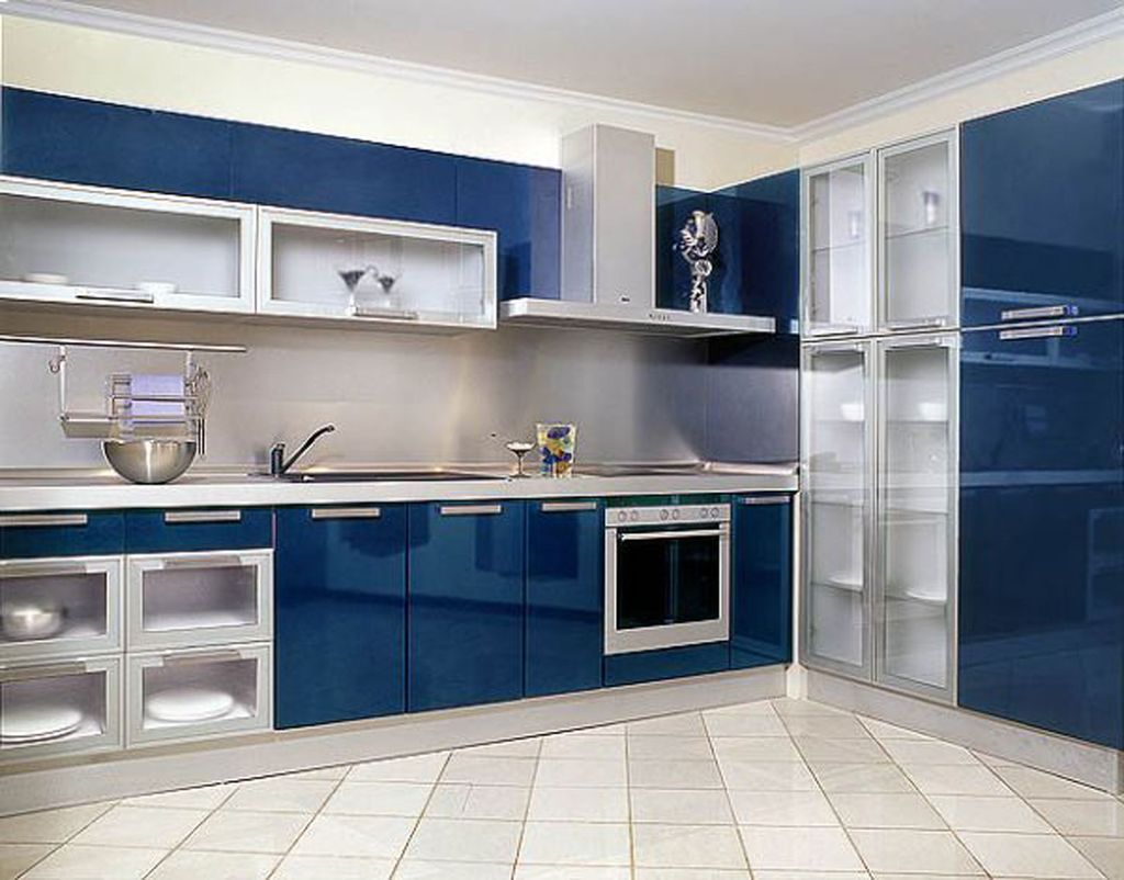 кухня модульная синяя матовая