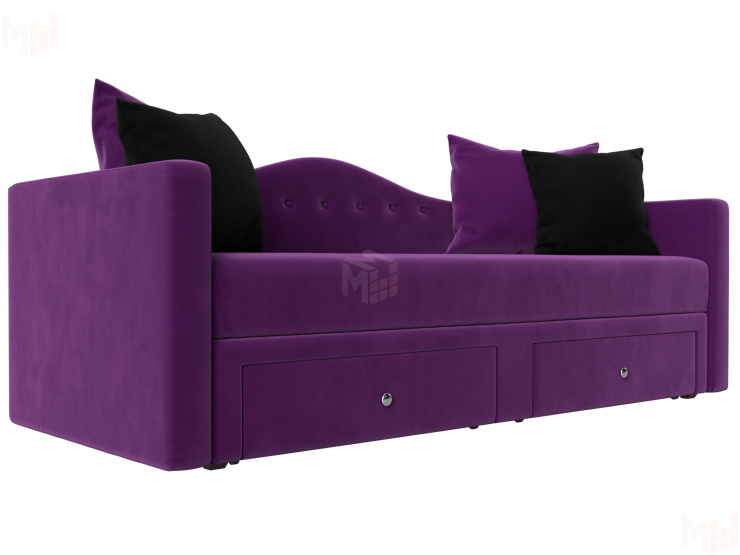 Детский прямой диван Дориан (Фиолетовый\Черный)