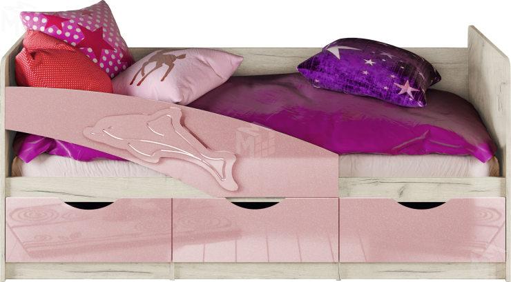 Кровать Дельфин 1,8 МДФ розовый