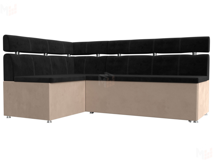 Кухонный угловой диван Классик левый угол (Черный\Бежевый)