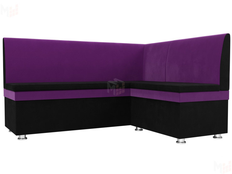 Кухонный угловой диван Уют правый угол (Черный\Фиолетовый)