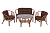 Комплект Багама с диваном и простыми коричневыми подушками (овальный стол)