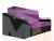 Прямой диван аккордеон Сенатор 140 (Фиолетовый\Черный)