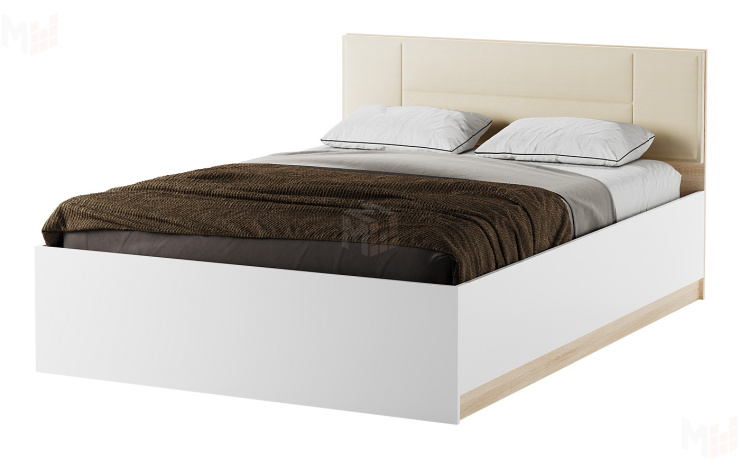 Кровать КР-1600 Беатрис с ПМ дуб Сонома-Белый глянец