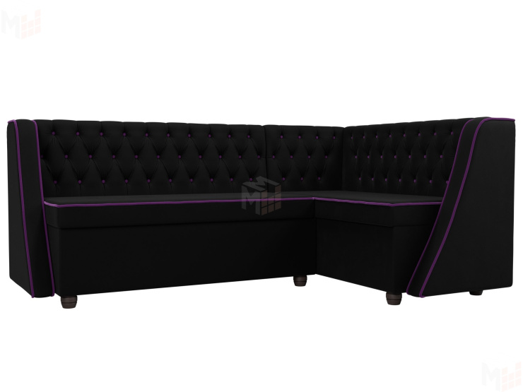 Кухонный угловой диван Лофт правый угол (Черный\Фиолетовый)