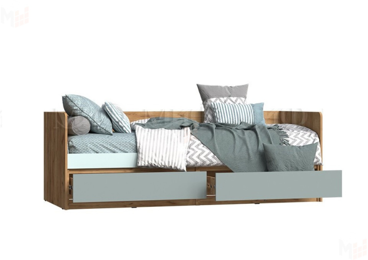Кровать с ящиками Челси Color (сумеречный голубой/мята)