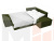 Угловой диван Хьюго правый угол (Зеленый)
